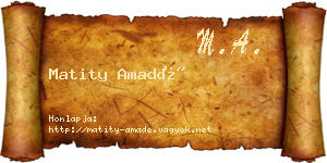 Matity Amadé névjegykártya